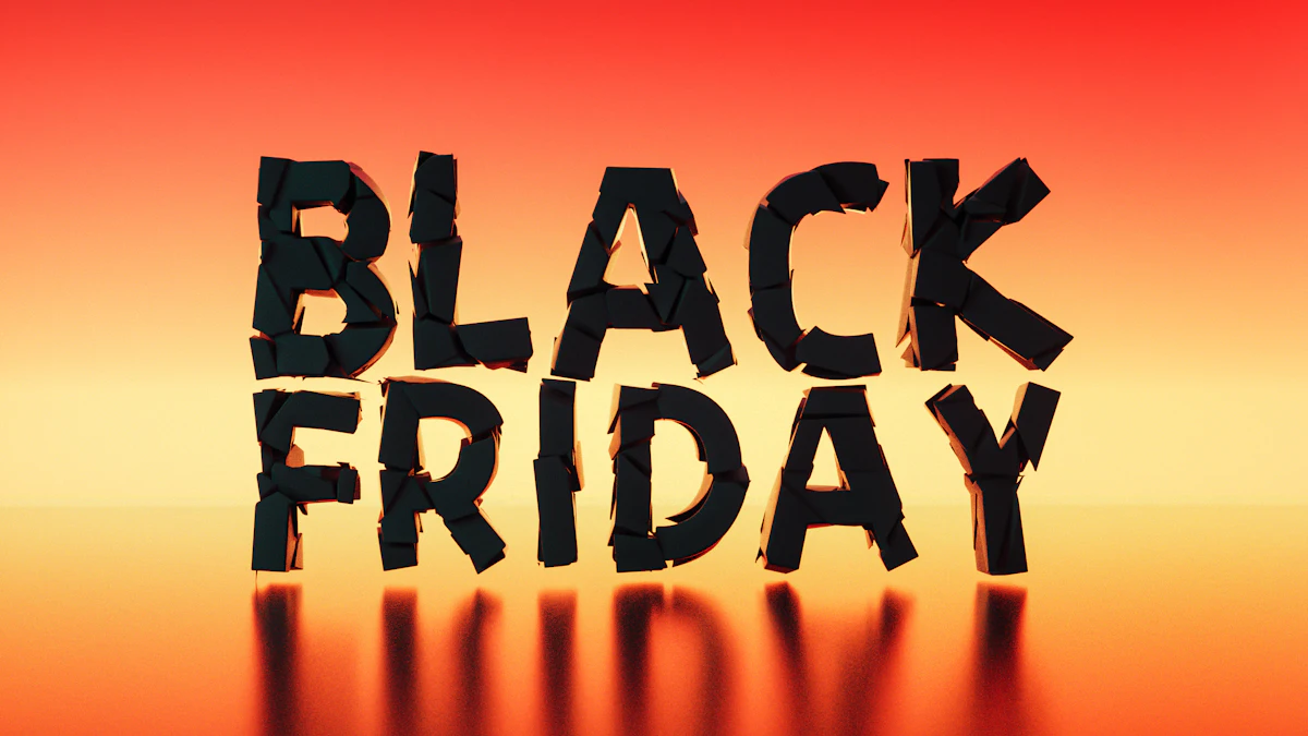 Letreiro com as palavras Black Friday sobre um fundo laranja e vermelho